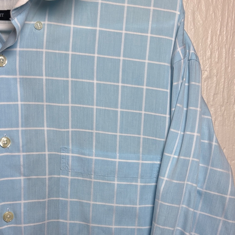 Mine Light Blue Plaid Button Down Long Sleeve Men's Shirt Size XL - Picture 6 of 16